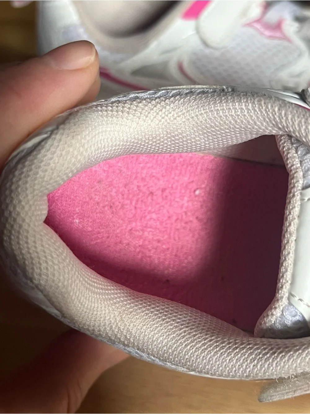 Kids White and Pink Athletic Sneakers size 12